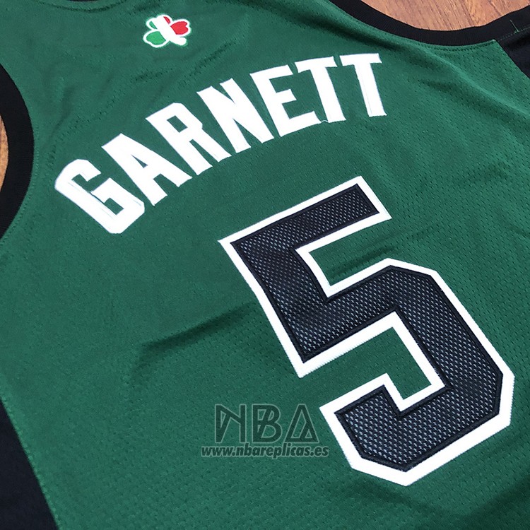 Camiseta Boston Celtics Kevin Garnett NO 5 Hardwood Classics Throwback 2007-08 Verde